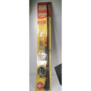 NOS VTG 2000 ZEBCO 202 Medium Freshwater Fishing Rod & Reel 102 PC Tackle COMBO